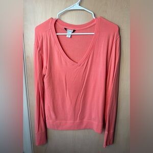 Athleta Vibrant Coral Long Sleeve V-Neck Top